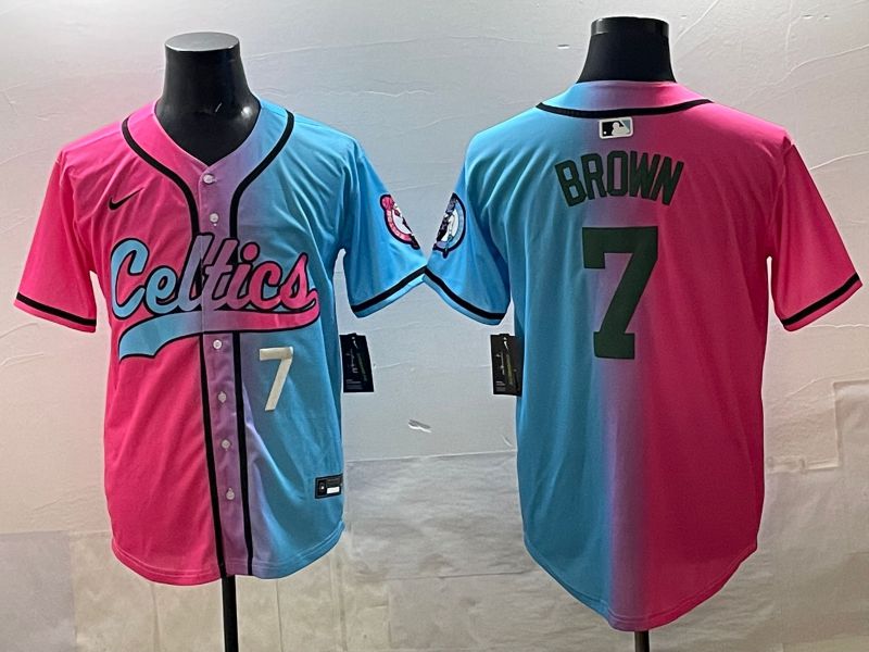 Men 2025 Boston Celtics #7 Brown Blue pink Nike NBA Jersey style 04->boston celtics->NBA Jersey